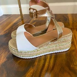 Platform white and gold sandals